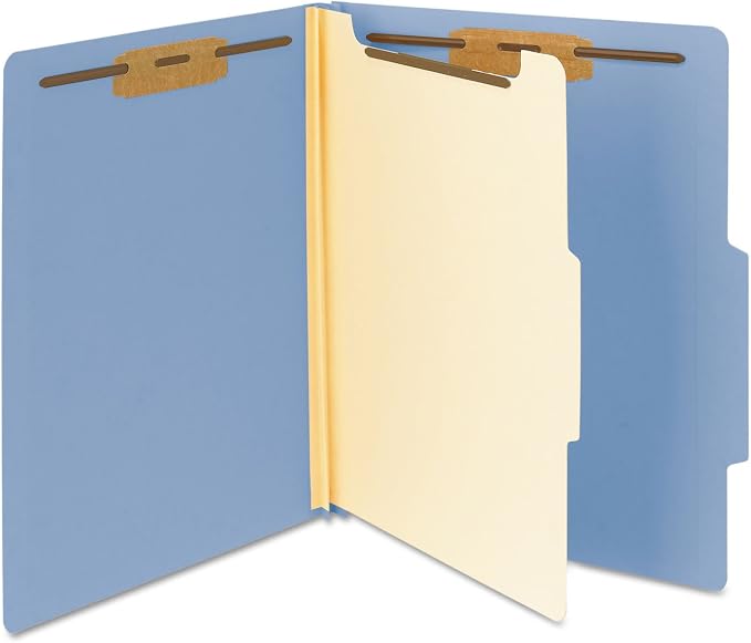 Smead Classification File Folder, 2" Expansion, 2/5-Cut Tab, Letter Size, 10 per Box (1 Divider, Blue)