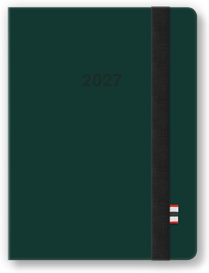 Orange Circle Studio 2027 Forest Green Hunter Jotter Medium Planner, 17-Month Weekly & Monthly Calendar Planner, 6.5" x 8.6", Dot Grid Notes, Time Zone Map, Goal Pages, Work Daily Planner Notebook