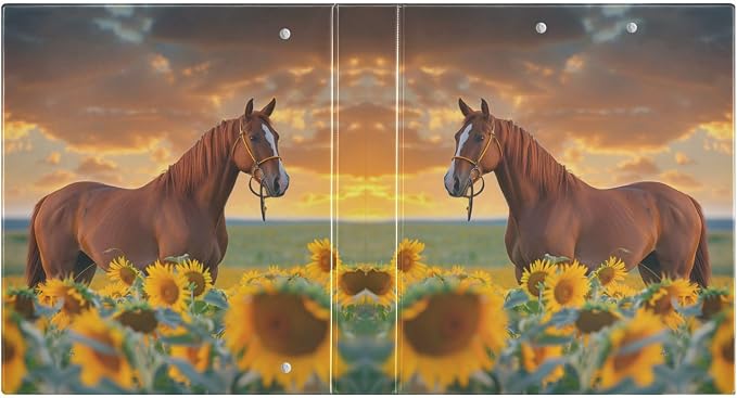 3 Ring Binder Sunflower Horse 1.5 Inch Three Ring Binder | Cute Binder with 3 Storage Pockets for Women School Office Supplies