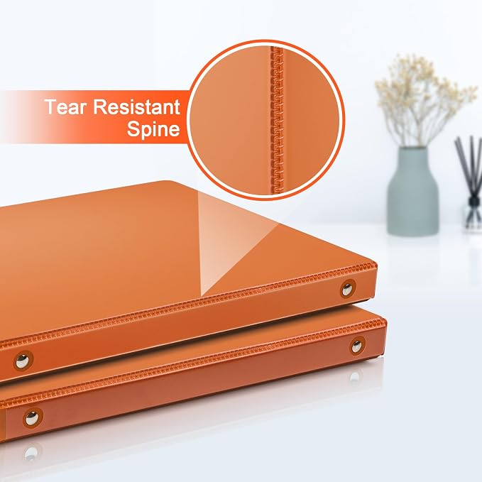 COMIX Sturdy 0.5 Inch 3 Ring Binder with Clear View Cover | 0.5"Heavy Duty Round Ring,PVC-Free Board,Holds 100 Letter Sheets,Wholesale for Offices & Classrooms,6 Pack (Orange)