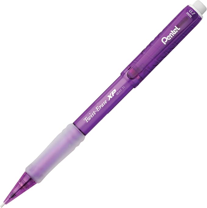 Pentel Twist Erase EXPRESS Automatic Pencil, 0.7mm Lead Size, Violet Barrel, Box of 12 (QE417V)