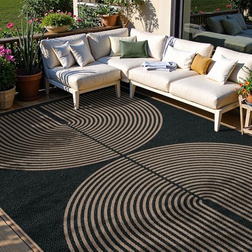 Lahome Modern Rainbow Easy Jute Rug, Washable Rugs 8x10 for Living Room