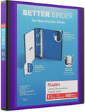Staples Better 1.5-Inch 3-Ring Binder, Purple, Heavy-Duty | Durable binder built for school and office document organization.