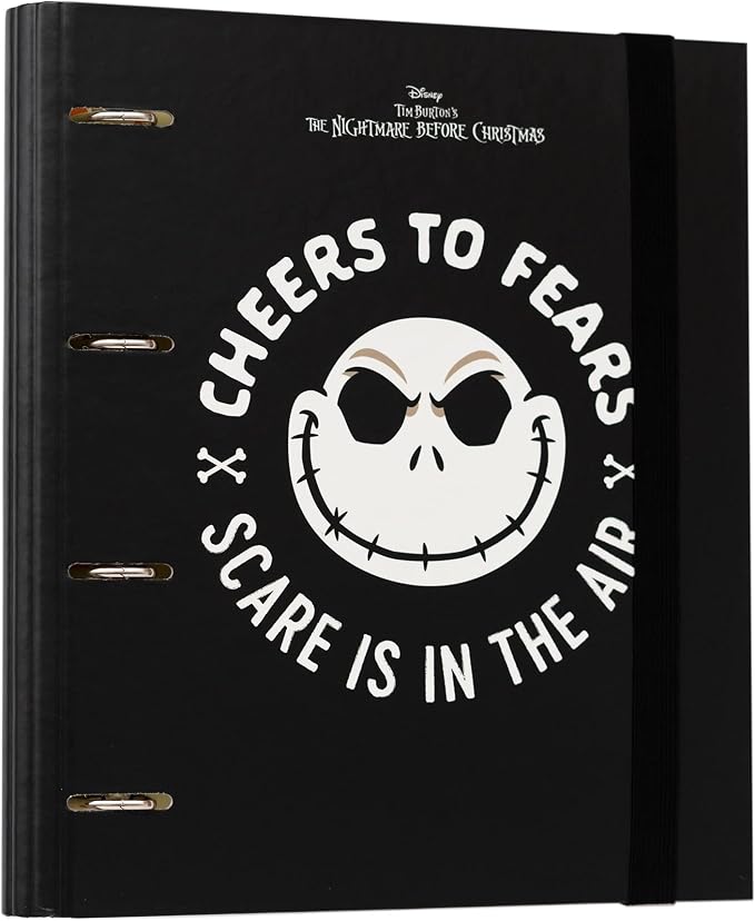 Grupo Erik Disney The Nightmare Before Christmas 4 Ring Binder A4 - Gifts | A4 Folder with Elastic closure, School Folders for Paperwork A4, Back to School Supplies | Disney Stationery Gifts, Merch