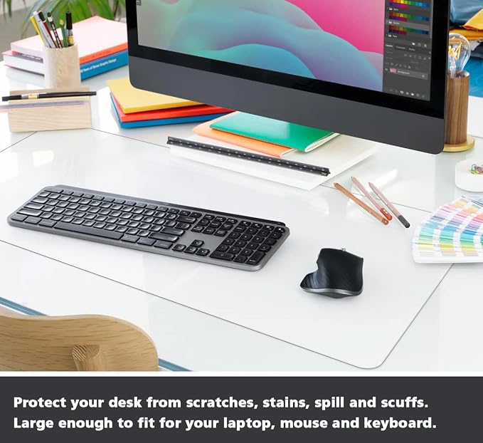 Clear Desk Mats on Top of Desks 24 x 60 Inch Multifunctional Desk Pad Large Office Desk Protector with Mouse Pad Transparent Table Protector Non-Slip Plastic Desk Writing Mat for Office Home