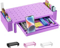 WALI Computer Monitor Stand with Storage, Desk Organizer with Drawer and Pen Holder, Desk Monitor Riser 3 Height Adjustable, Laptop Riser for Laptop, Printer (PTT003-V), 1 Pack, Violet