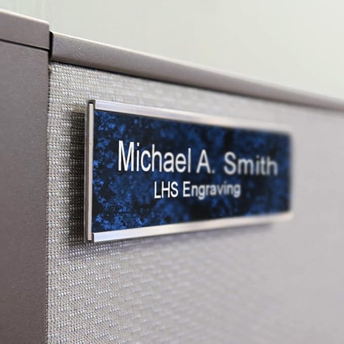 Door Name Plate Personalized for Office Gray Plastic Name Plate Black Letters - Made in USA 2x10 B8