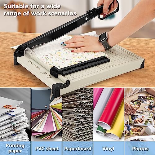 Ecraft 12" Guillotine Paper Cutter：Paper Trimmer Accurate Cutting with Safety Guard,15 Sheets Capacity,Magnetic Guide,Heavy Duty Metal Base, Perfect for Cardstock,Cardboard,Vinyl,Crafts & Photos
