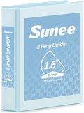 SUNEE 3 Ring Binder 1.5 Inch D Ring, Clear View Binder Three Ring PVC-Free (Fit 8.5x11 Inches) for School or Office Supplies, Pastel Blue, 1 Pack