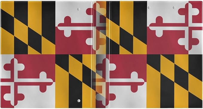 Traditional Maryland Us State Flag Decorative 3 Ring Binder 1.5 Inch Large View Binders with Pockets Holds 200 Sheets File Organizer for Office College School, 1 Pack