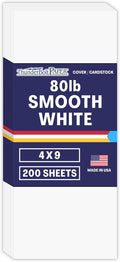 200 Bright White Smooth 80# Card Paper Sheets - 4" X 9" (4X9 Inches) #10 Envelope Insert Size - 80 lb/Pound Cover Weight - Quality Stock - Print Consistency - Smooth Finish