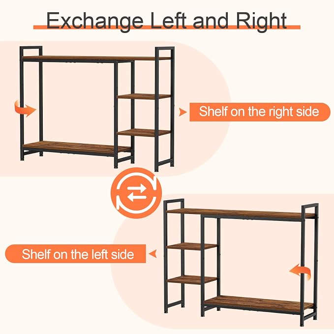 Snughome Adjustable Desk Shelf with Monitor Stand, 38.6" Desktop Organizer Hutch, Height Adjustable Computer Monitor Riser & 4 Tier Storage Bookshelf for Home Office Dorm