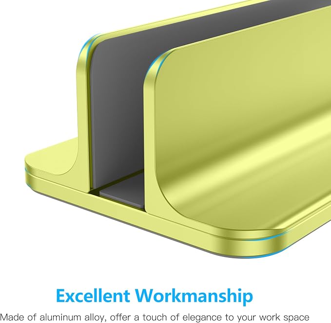OMOTON Vertical Laptop Stand Holder, Adjustable Dock for MacBook, Citron | Aluminum Stand for MacBook Stand, Fits Chromebook & Gaming Laptops up to 17.3 in, Office Desk Organization, Space-Saving