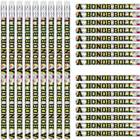 Tenceur 100 Pcs Honor Roll Pencils with Erasers Bulk 7.3 Inches Student Incentives Recognition Education Award Prize for Teacher School Classroom Reward Supplies