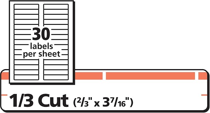 Avery TrueBlock File Folder Labels, 2/3" x 3-7/16", 750 Printable Labels, White/Orange, Permanent (5166) (Pack of 2)