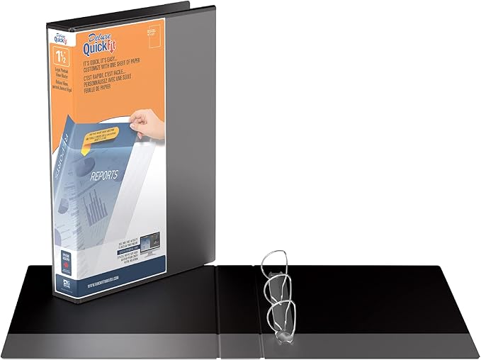 QuickFit Single Heavy-Duty 8 1/2" x 14" Portrait Legal Binder, 3-Ring Binder, D Ring, Made in Canada, 1.5 Inches