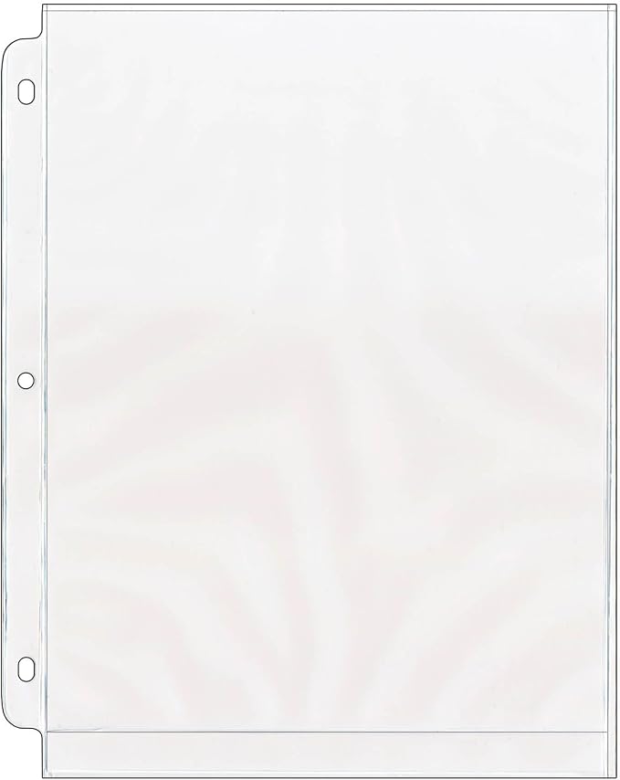 StoreSMART - Photo Page for 3-Ring Binders - Archival-Safe Plastic - One 8" x 10" Pocket - Holds Two Photos - 50 Pack - CF38B-50