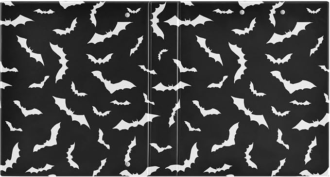 Halloween Bats Black Round Ring Binders 1.5 Inch 3 Ring Clipboard Binder for Office School Work Supplies File Folder Easy-Open 200 Sheet Capacity