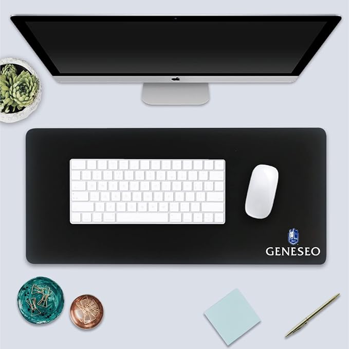 State University of New York at Geneseo Classic Cloth Desk Mat, Durable Office Supplies, Non-Slip Base, Responsive Desk Pad with Smooth Cloth Surface, Black