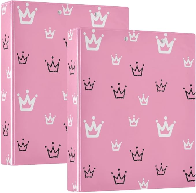 Black and White Crowns 1.5 Inch Binders 3 Ring for Letter Size Holds 200 Sheets Notebook Binder with Clipboard for Women or Men
