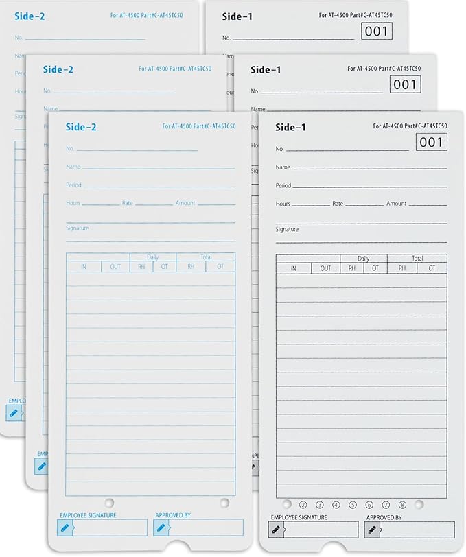 AT-4500 Time Cards, 300 Count, 6 Packs of 50, Double-Sided