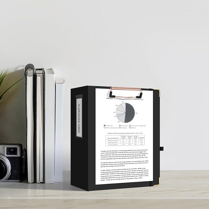 Ospelelf Mini 3 Ring Binder 2 Inch With 5 Tab Dividers, File Folder Labels and Low Profile Clipboards - Cute Black for 5.5" x 8.5" School and Office Supplies