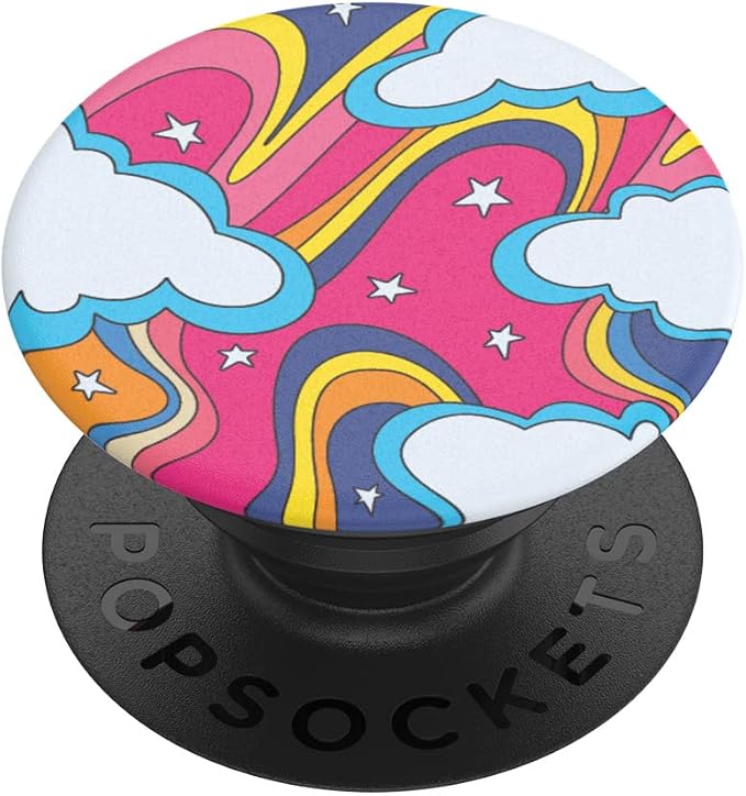 PopSockets Adhesive Phone Grip, Holder, Phone Stand, Celestial - Retro Rainbow