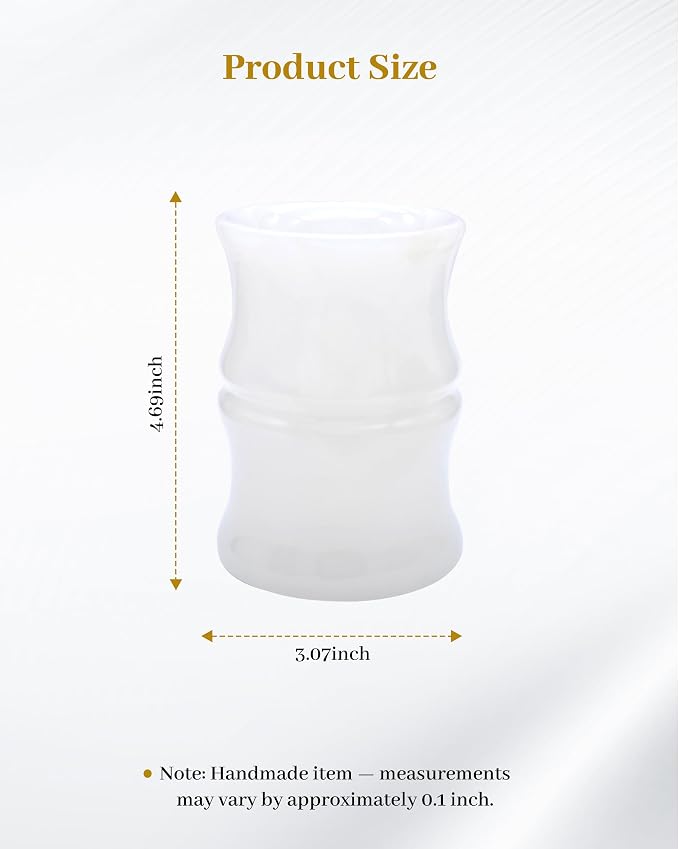 Afghanistan Natural Jade Makeup Brush Holder & Organizer, Small Countertop Vanity Accessories, luxury Makeup Organizer, Christmas Presents, Unique Gifts for Women, Girlfriend, Mum (Milky White)