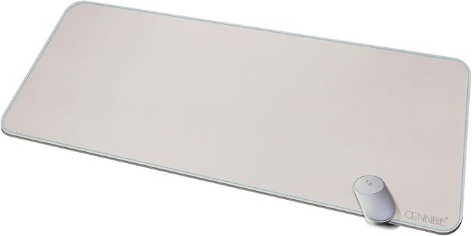 CENNBIE 47.2" x 19.6" Leather Desk mat, Desk mats on top of desks,Perfect Desk Mate for Office and Home(Cream)