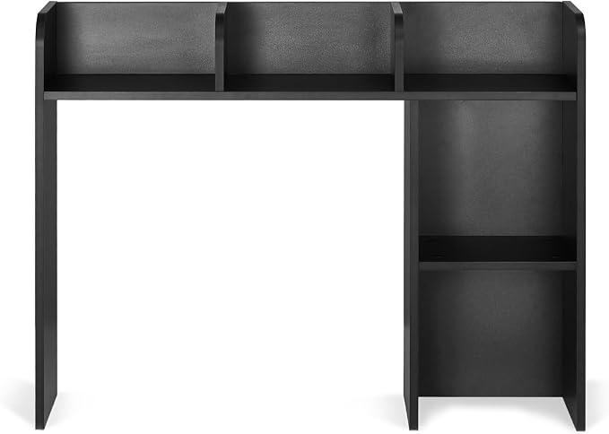 VEVOR Wood Desk Shelf, Desktop Bookshelf, Desk Storage Hutch with 6 Shelves, Office Countertop Organizer 3-Tier Display Rack, with Anti-Slip Feet Pads, for Office, Home & Dorm, Black