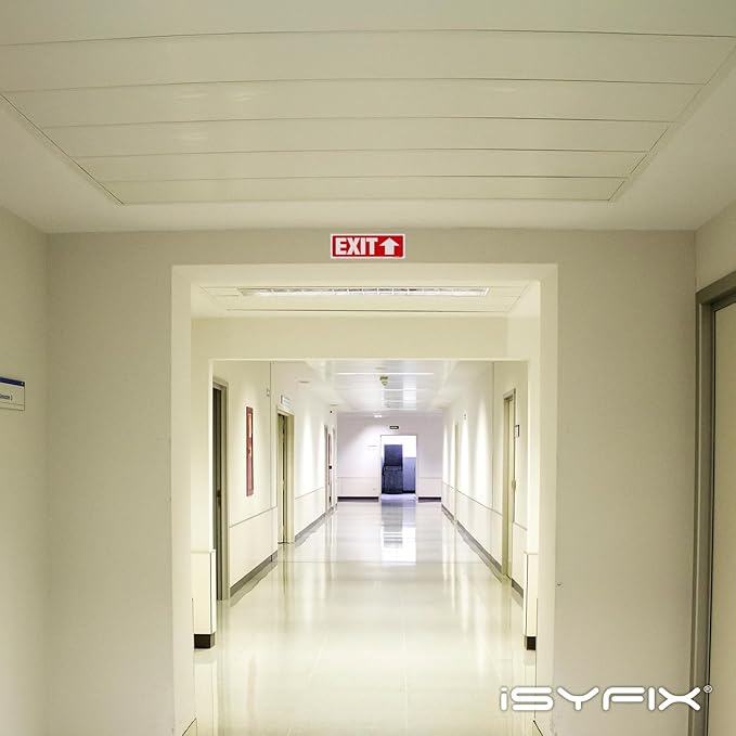iSYFIX Exit Signs - 12 Pack 12x4 Inch Directional Up Arrow Signs, 40 mil Polystyrene Plastic, UV Laminated, Scratch & Fade Resistant, Waterproof - Ideal for Office, Theater, School, Business