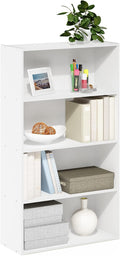 Furinno PASIR Book Shelf, 4-Tier Bookshelf, Bookcase with Open Shelf, 9.4 x 23.6 x 41.7, for Living Room, Bedroom, Home Office, White