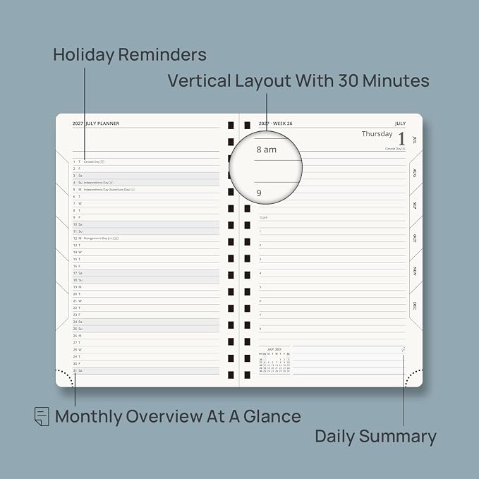 POPRUN 2027 Daily Planner One Page Per Day, 5.75" x 8.5" Calendar Book