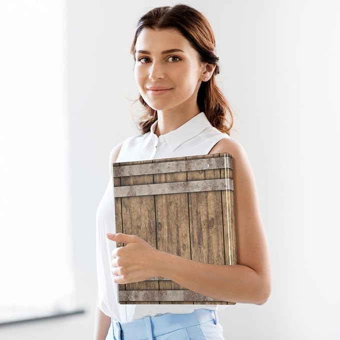 Rust Light Brown Wood Grain Binder 1.5 Inch Binder with Clipboard&Pockets, Hardcover Binders 3 Ring, Heavy Duty Large File Folder for Home Office School Supplies-Holds 200 Sheets, 2 PC