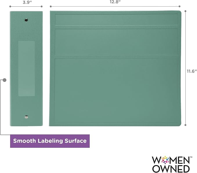 Carstens 4-Inch Heavy Duty 3-Ring Binder - Side Opening, Mint, Durable Plastic, Precision No-Gap Rings, Waterproof Cover, No Pockets, Holds 600 US Letter Sheets, BPA-Free, Made in USA (1844-3R)