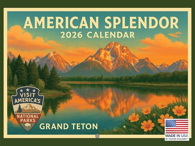 National Parks Vintage Travel Poster Calendar 2026 Monthly Wall Calender 12 Month | American Made In The USA