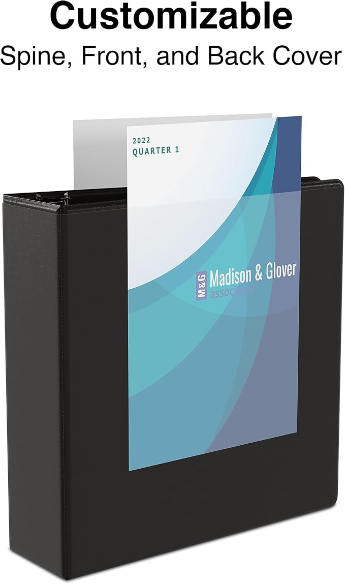 Staples 2" 3-Ring View Binder, Black, 4/Pack