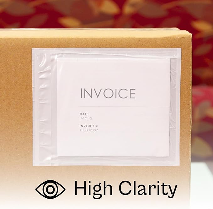 PSBM 1000 PCS 5.5 x 10 Inch Clear Blank Packing List Envelopes, Shipping Documents Pouches/Sleeves for Mailing Labels, Invoices, Documents and Packing Slips