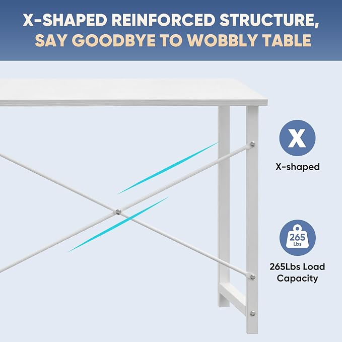 DUMOS 32 in Small Computer Desk for Home Office, Modern Study Work Table Simple Style for Bedroom, Writing Desks with X-Shaped Reinforcement, 2 Pack, White | Modern Study Writing Work Table, Craft PC Desk Simple Workstation with Reinforcement Structure...