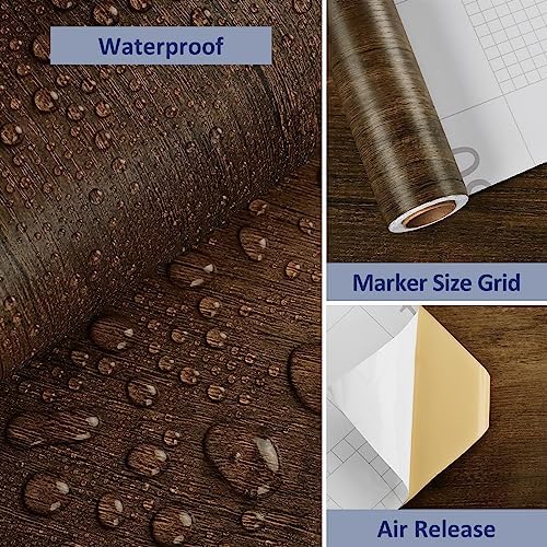 WESTICK Glossy Wood Contact Paper for Countertops Vintage Brown Wood Peel and Stick Wallpaper Waterproof Countertop Contact Paper for Kitchen Table Top Desk Cabinets 15.8" x 196"