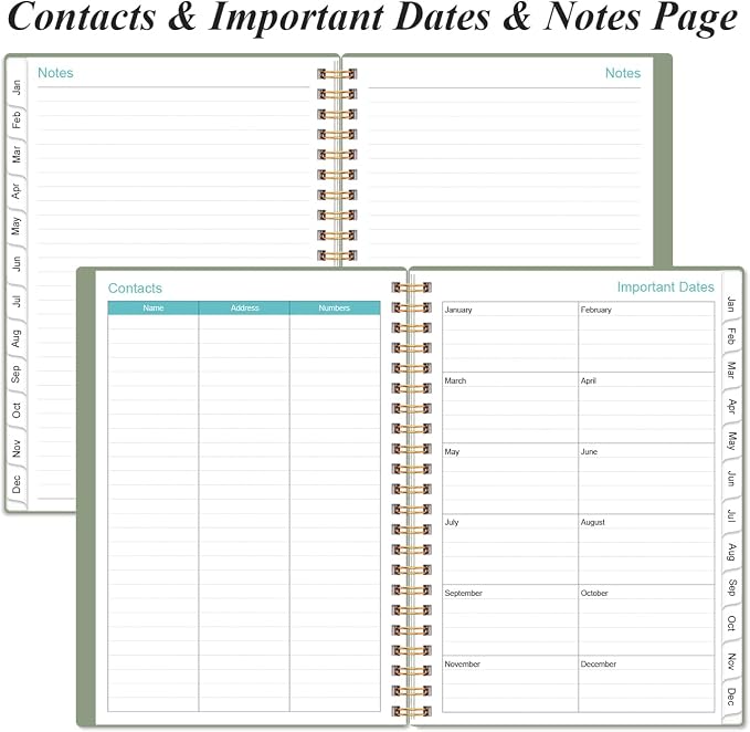 Daily Planner 2026 Full Page Per Day- 2026 Daily & Monthly Planner from January 2026 to December 2026, Day Planner 2026 with 12 Months Tabs, 6.4" x 8,5", Green