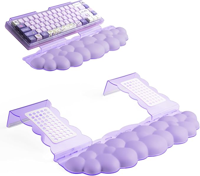 Purple Acrylic Keyboard Stand with Wrist Rest，Detachable/Adjustable Width | Ergonomic Cloud Wrist Rest Keyboard Support，Width Adjustment 9.7-16.8 in,for Laptop,Office Desk - Portable Comfortable Typing