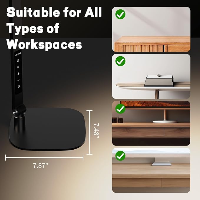 LED Desk Lamp for Home Office, Soft Edge-lit Design, Modern Style | Professional Eye-Caring Diffused Light, Dimmable Computer Light with 30 Modes, Memory & Timer, Flexible Swing Arm Table Lamp