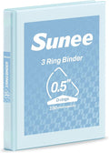 SUNEE 3 Ring Binder 1/2 Inch D Ring, Clear View Binder Three Ring PVC-Free (Fit 8.5x11 Inches) for School or Office Supplies, Pastel Blue, 1 Pack