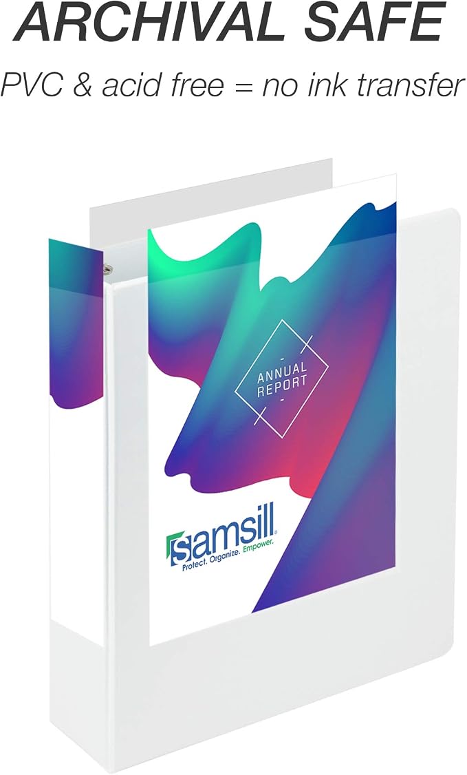 Samsill Durable 2 inch 3 Ring Binder, D Ring Binder, 100% Recycled Chipboard, White