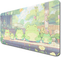 Green Anime Cute Forg Big Mouse Pad,XL 11.8x31.5 inch Large Gaming Mouse Pad,Non-Slip Base Desk Mat,Extended Game Mousepad Keyboard Pad Long Desk Pad Home&Office