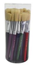 School Smart Stubby Ox Hair Paint Brushes for School and Arts and Crafts Use, Assorted Colors and Sizes, Bulk Set of 36