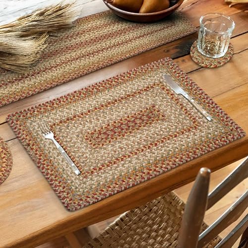 Homespice Harvest Braided Placemats for Country Decor, Rect 13x19 Set of 6
