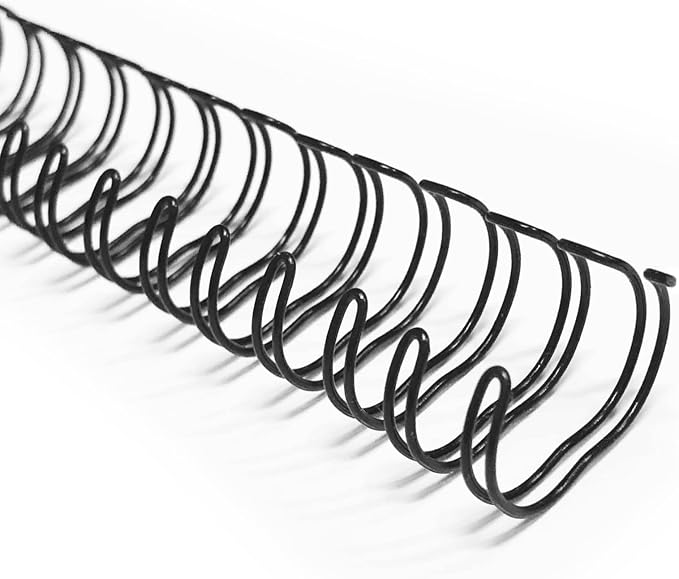 TOTiyea 50 Pack 3/4" Wire Binding spines,2:1 Pitch,180-Sheet,Letter Size | metal spiral binding coils,Black,0.8mm in thickness, Each spine has a 2:1 pitch and 21 double loops; 360-degree rotation