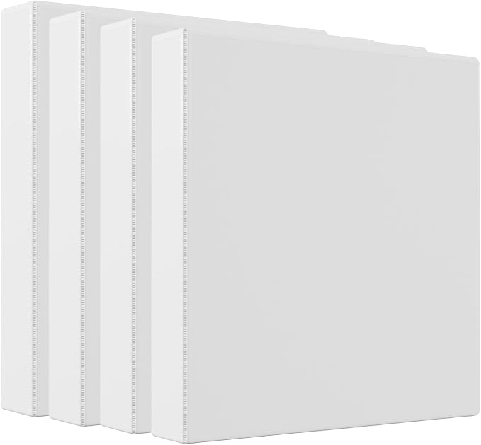 Staples 1 1/2" 3-Ring View Binder, White, 4/Pack